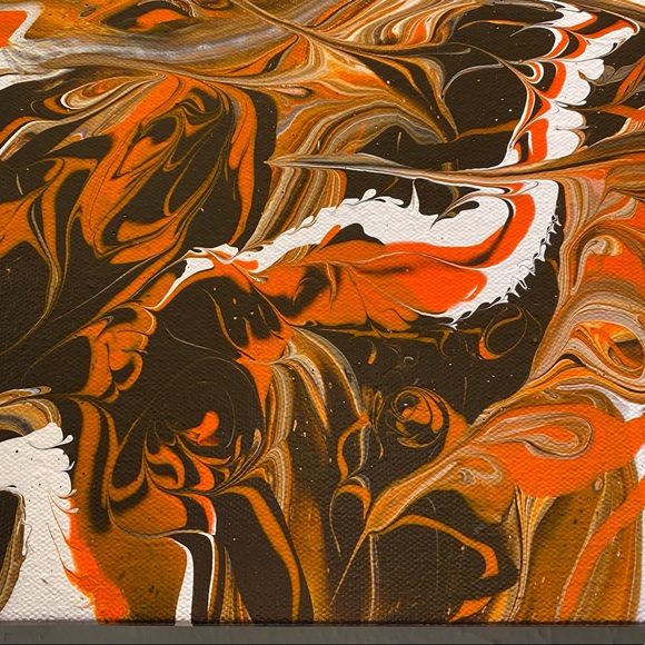 ❌SOLD Hand painted 11x14 abstract acrylic fluid pour art canvas painting brown - Picture 11 of 14